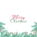Merry Christmas large postcard with calligraphic text. Inspiration vector